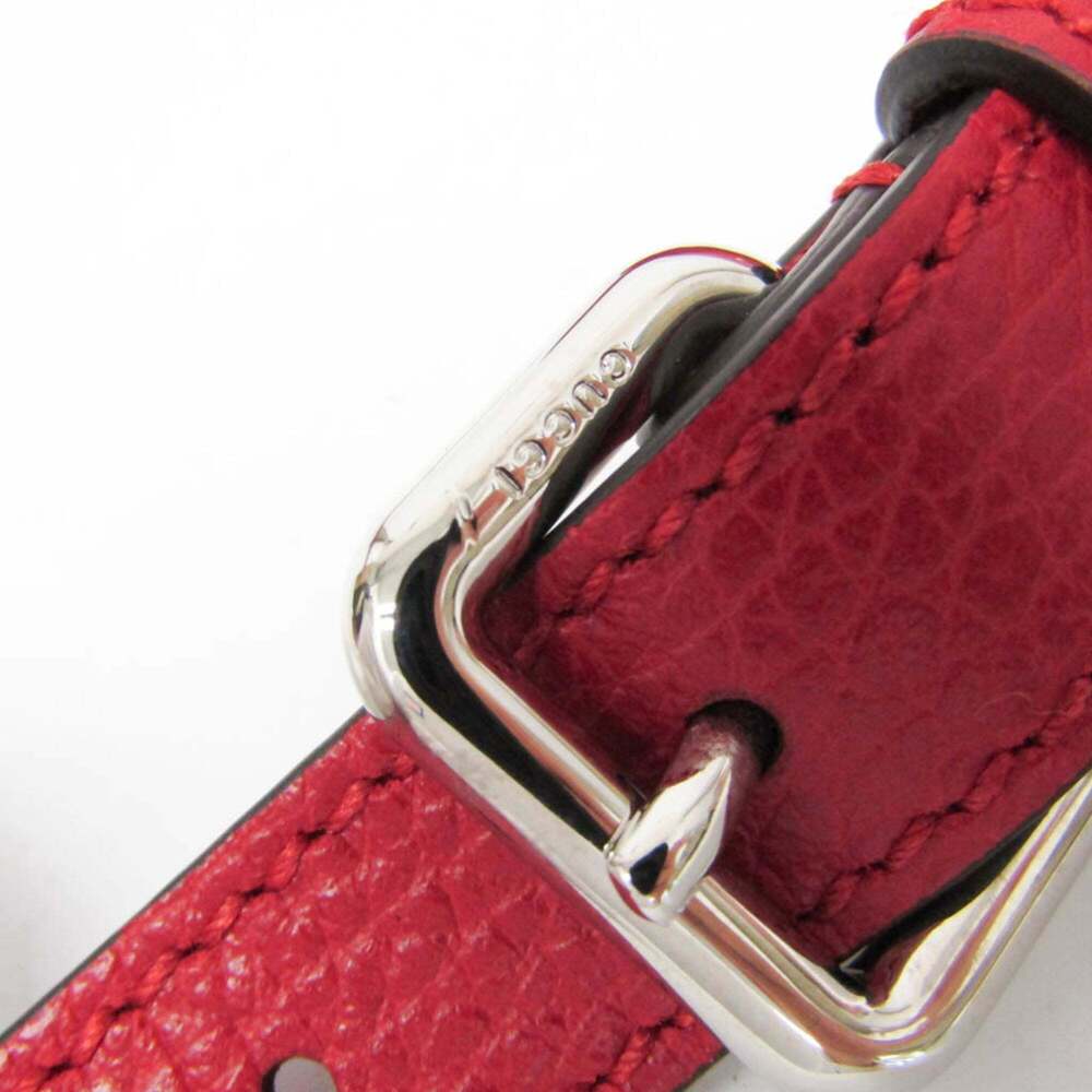 GUCCI Red Leather Bamboo Shoulder Bag - Picture 13 of 16